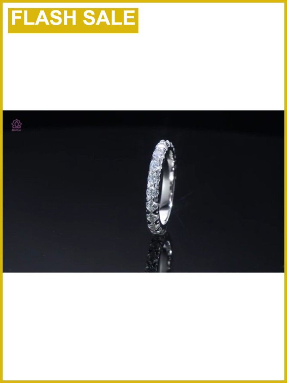 925 Sterling Silver Eternity Band Ring for Women, Stacking Ring, Cubic Zirconia - Picture 3 of 3
